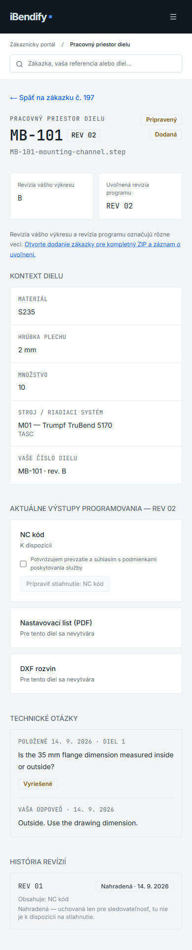Skutočný pracovný priestor dielu: MB-101 rev B, aktuálne výstupy programovania REV 02 a dostupný NC kód s možnosťou stiahnutia
